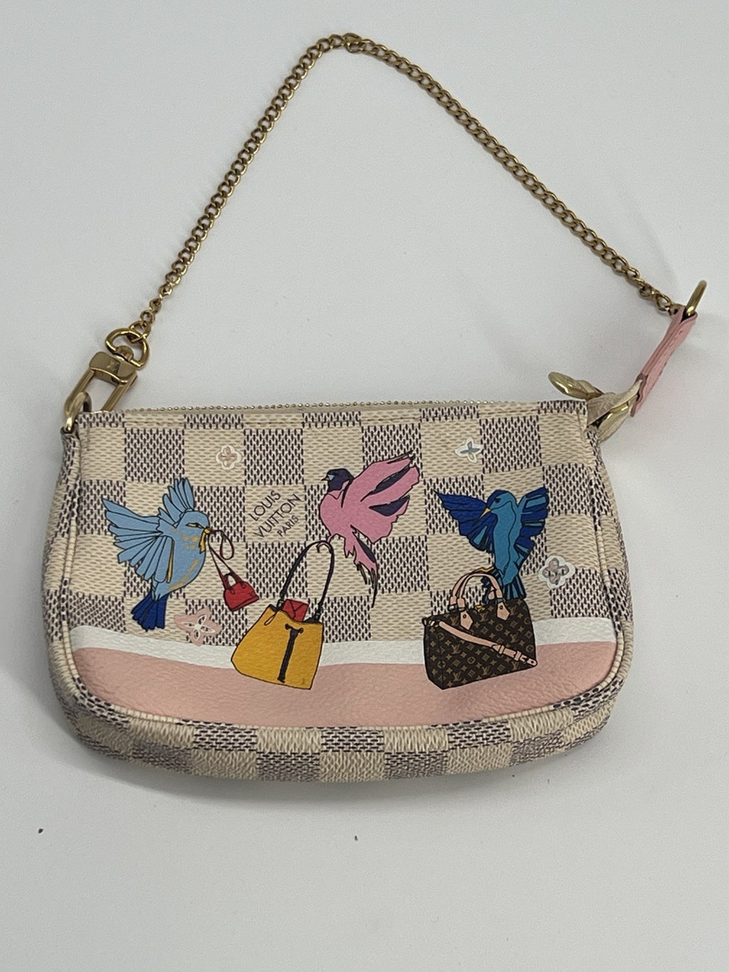 Louis Vuitton Mini Pochette Damien Azur Canvas Xmas Birds Bag — view 3