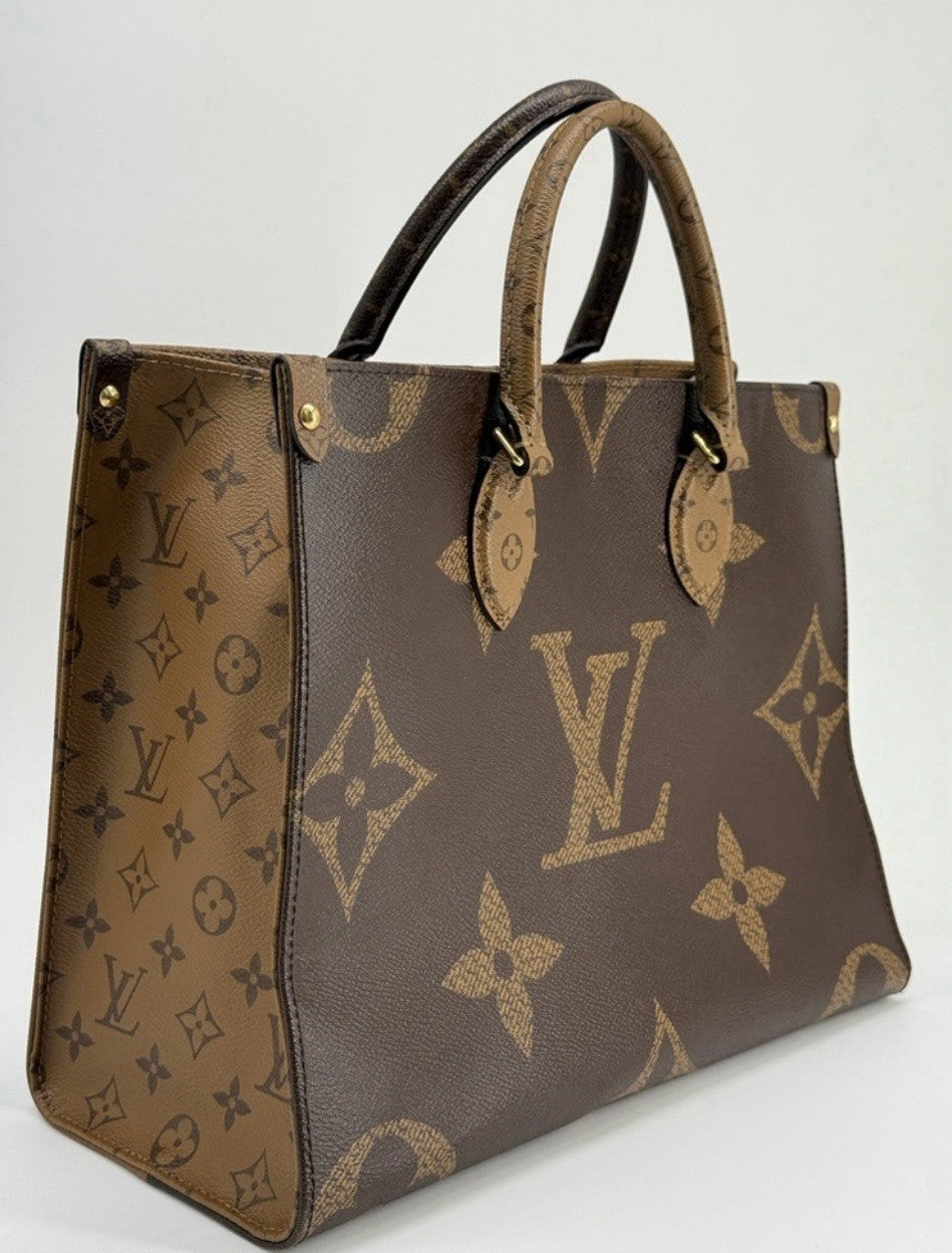 Louis Vuitton On The Go Tote MM Brown Monogram Reverse Leather Bag — view 3