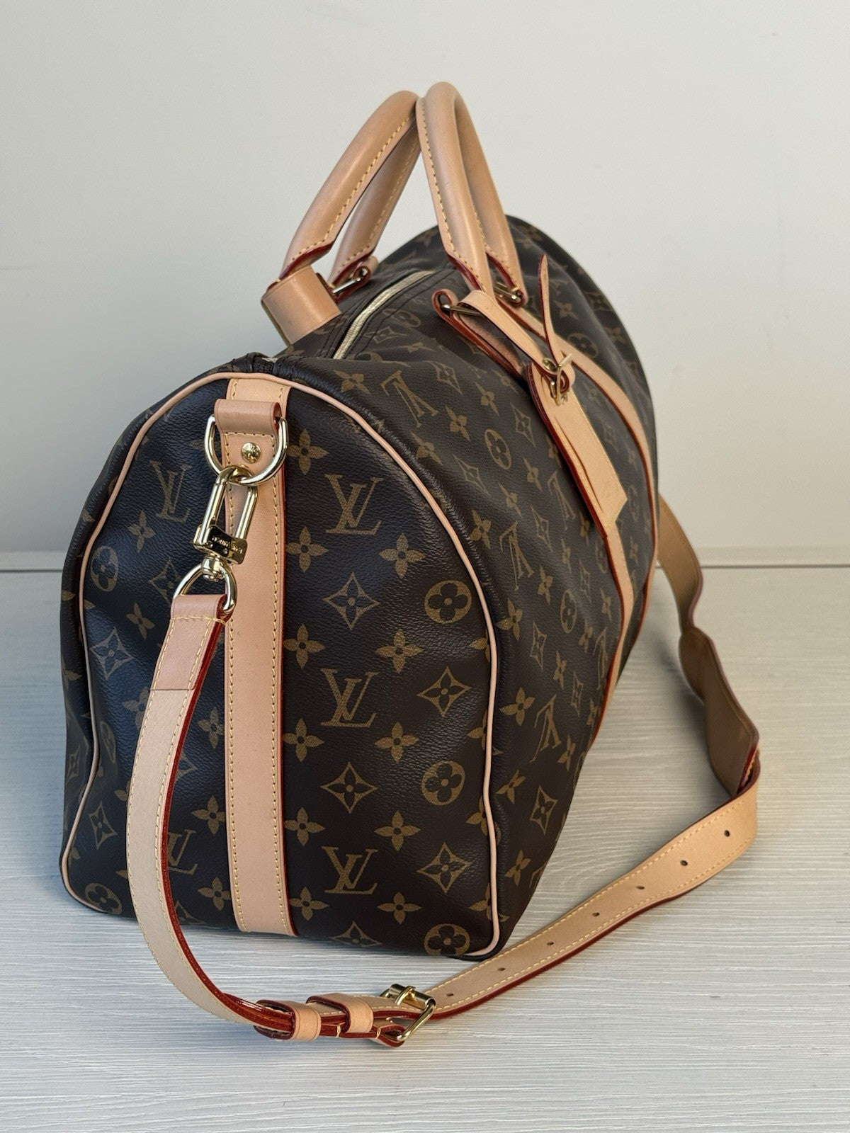 Louis Vuitton Keepall Bandouliere Duffle 45 Brown Canvas Bag — view 3
