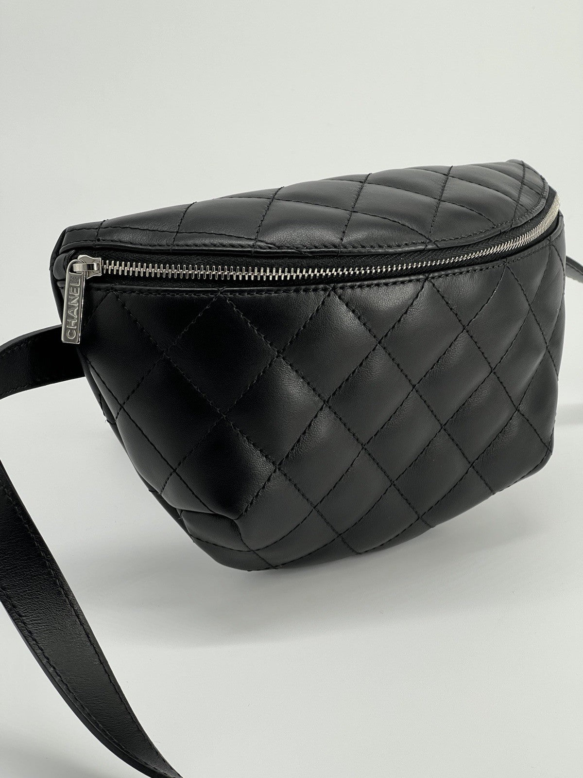 Chanel Uniform Galfskin Quilted Waist Belt Black Bag — view 3