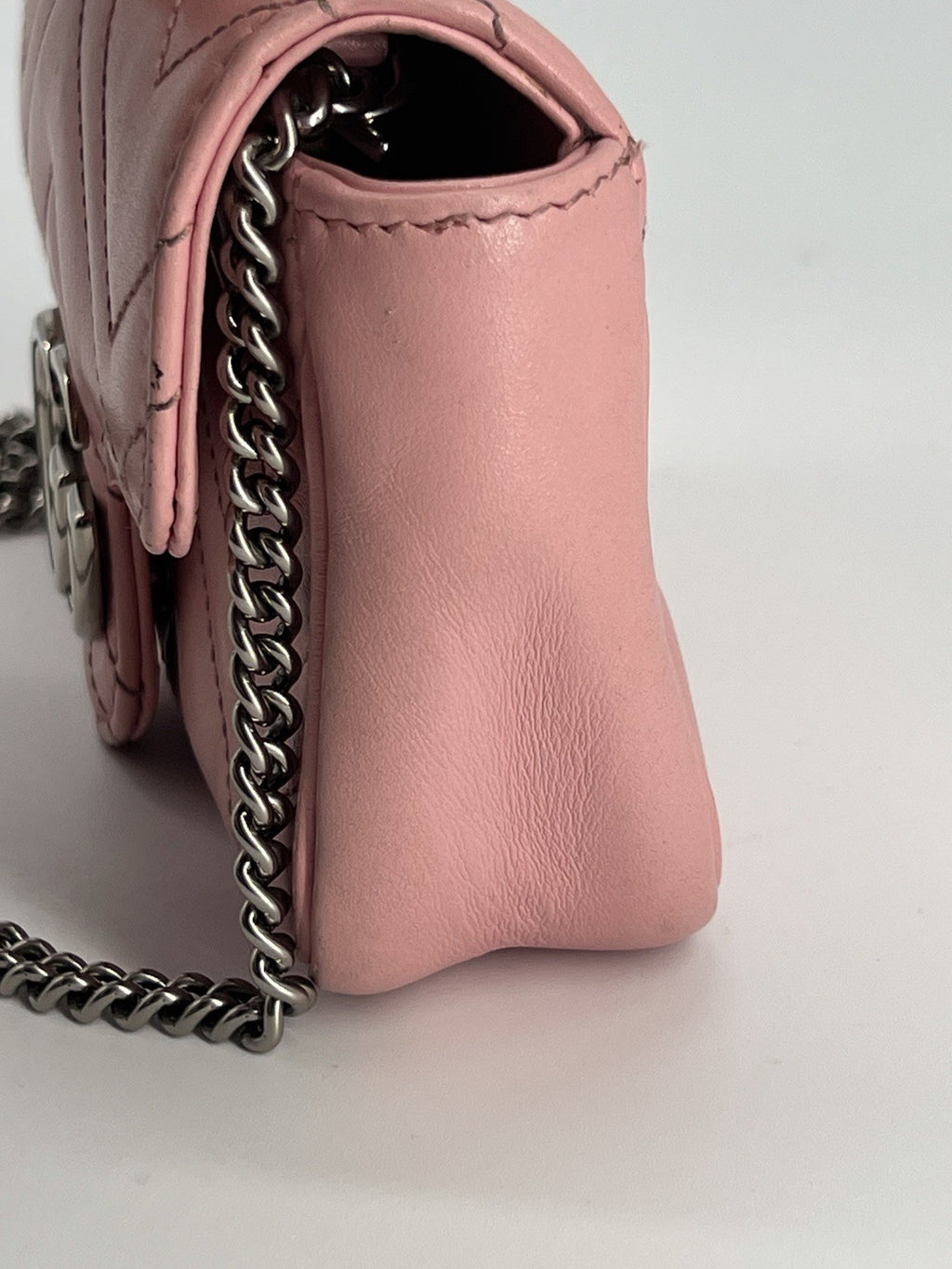 Gucci Calfskin Matelase Mini Pink GG Marmont Shoulder Bag — view 6