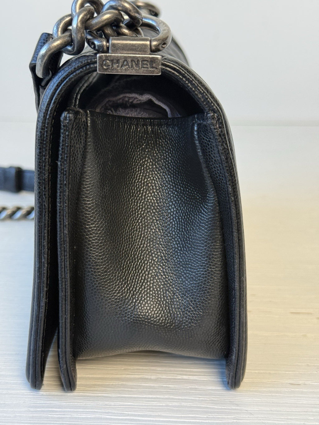 Chanel Caviar Medium Boy Flap Shoulder Bag Black — view 7