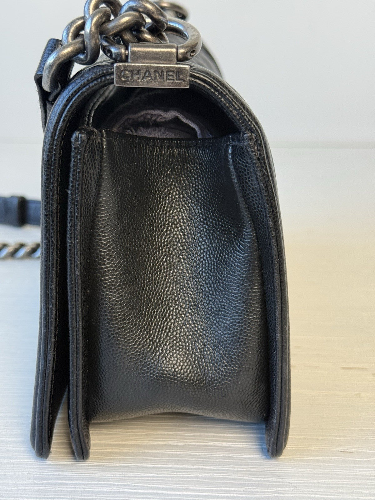 Chanel Caviar Medium Boy Flap Shoulder Bag Black — view 7