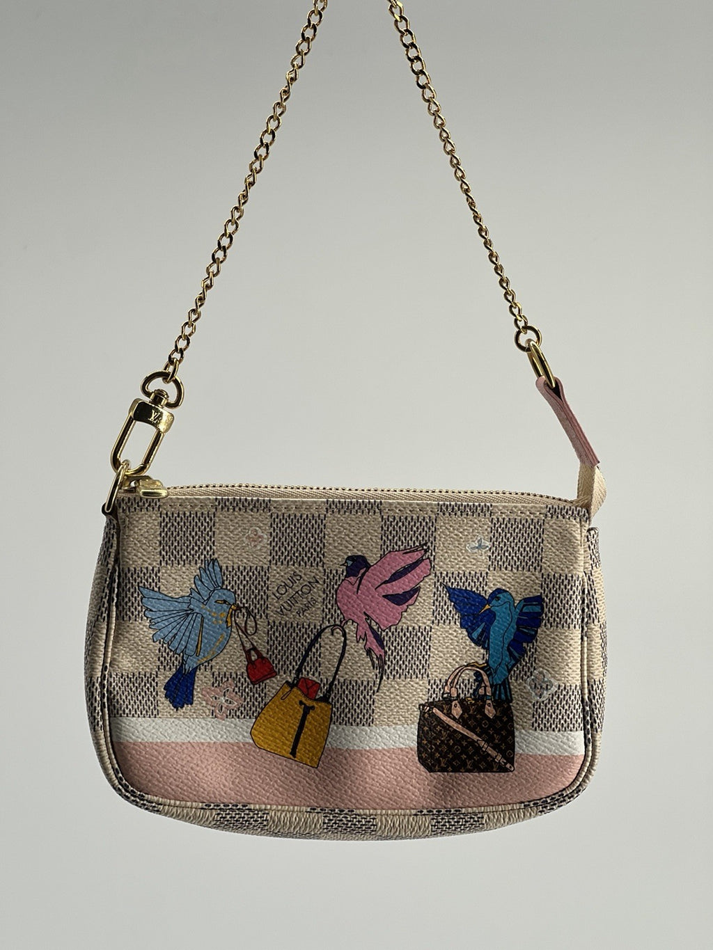 Louis Vuitton Mini Pochette Damien Azur Canvas Xmas Birds Bag — view 2