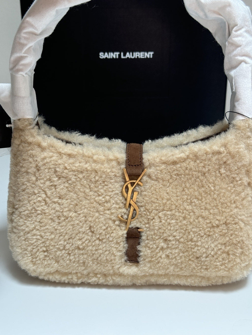 Saint Laurent Le 5 A 7 Mini Shearling Handbag NWT — view 3
