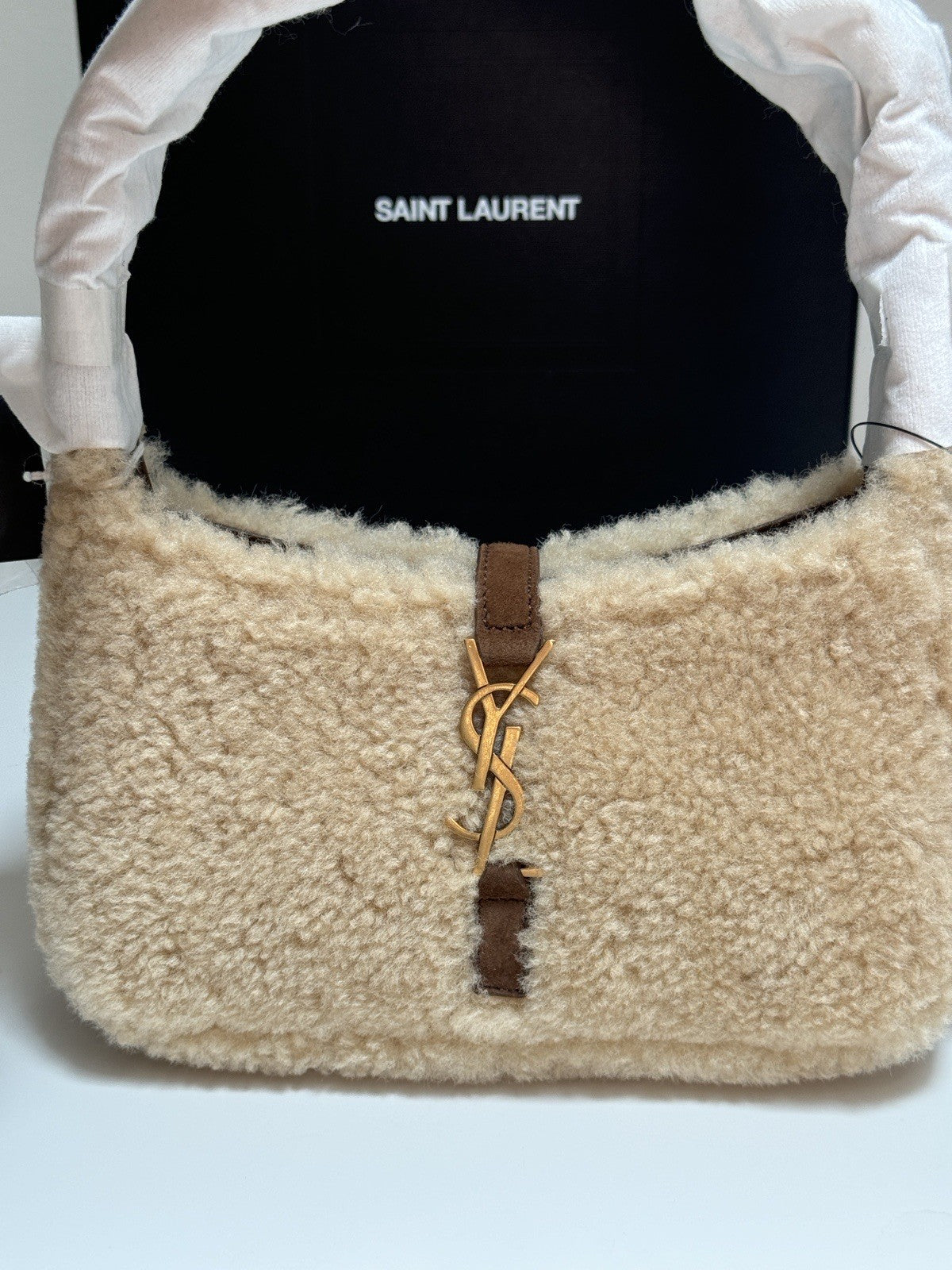 Saint Laurent Le 5 A 7 Mini Shearling Handbag NWT — view 3