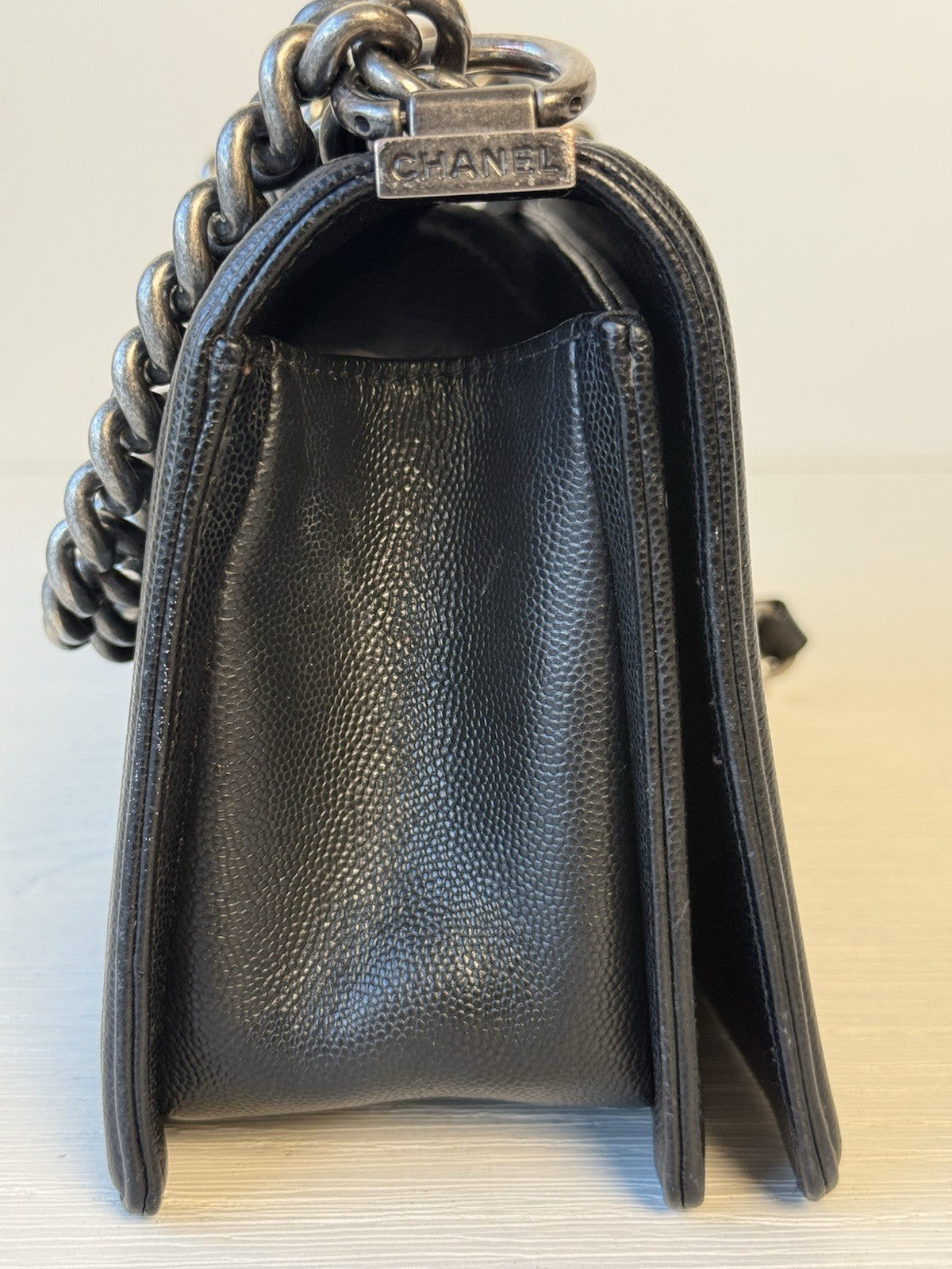 Chanel Caviar Medium Boy Flap Shoulder Bag Black — view 3