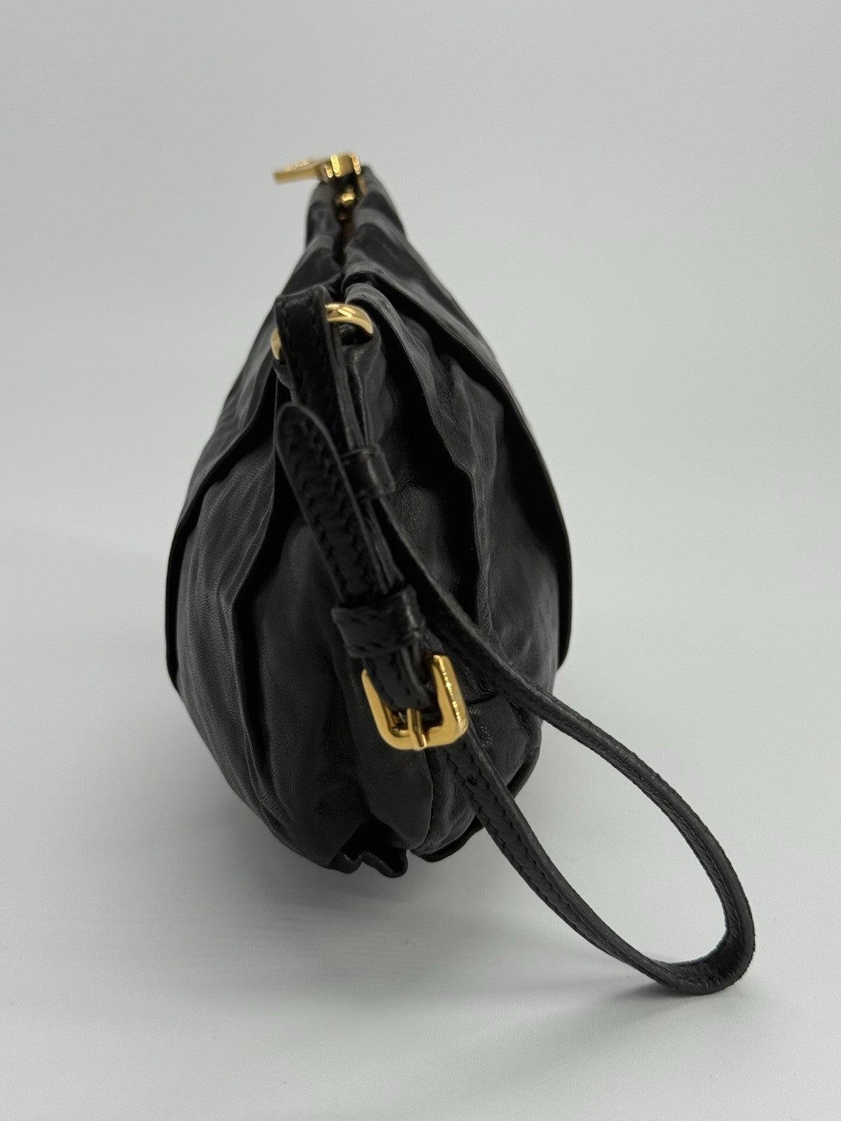 Prada Tessuto Black Leather Pouch — view 6