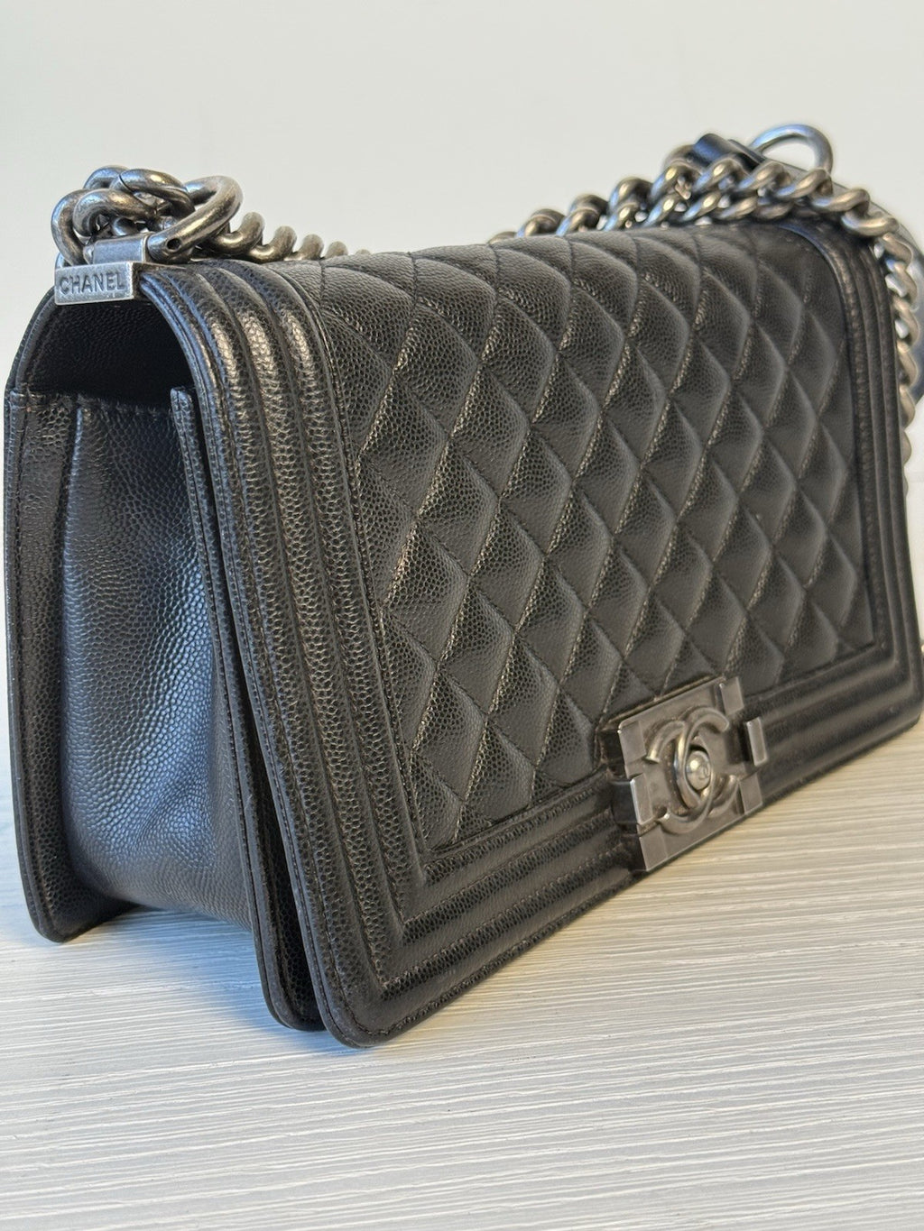 Chanel Caviar Medium Boy Flap Shoulder Bag Black — view 2