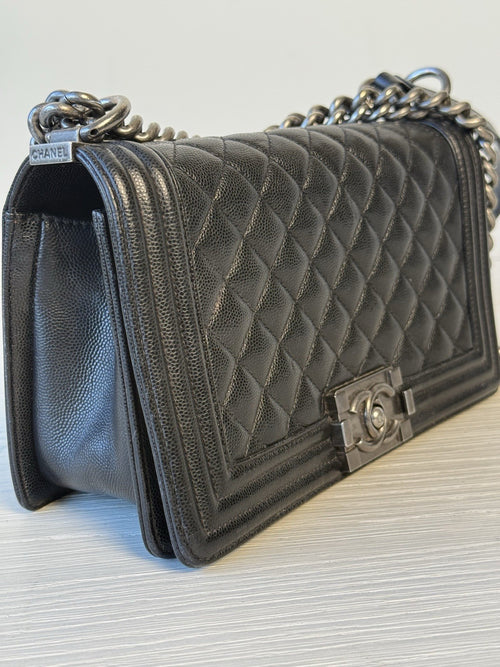 Chanel Caviar Medium Boy Flap Shoulder Bag Black — view 2