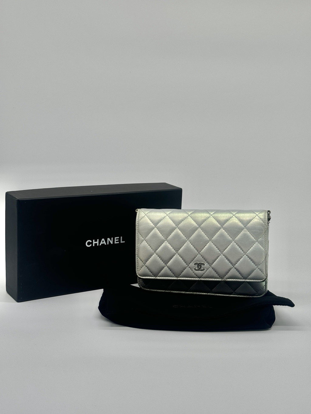 Chanel Wallet On Chain Metallic Lambskin Leather Crossbody Bag — view 2