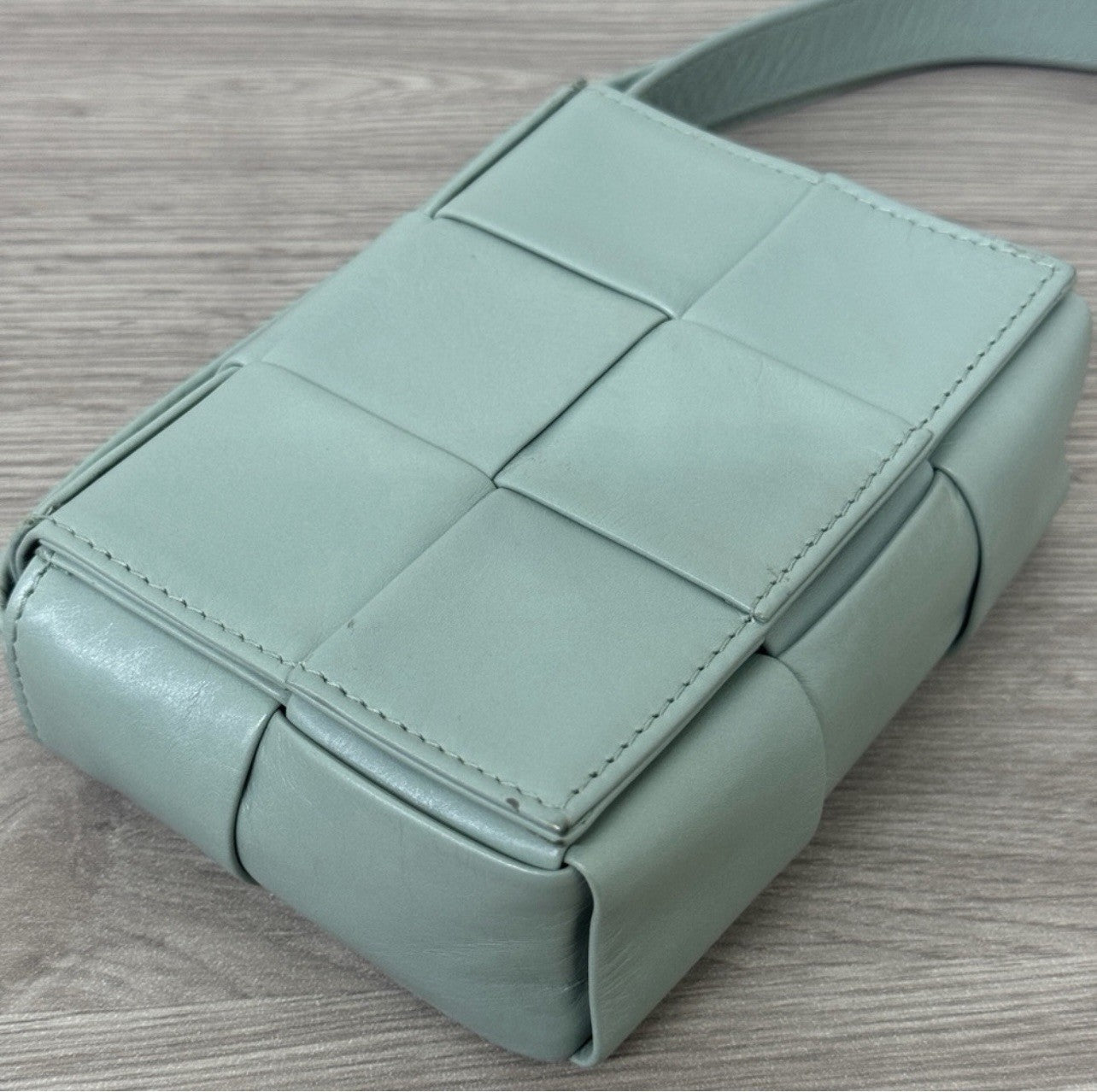 Bottega Veneta Grinkled Lambskin Intrecciato Extra Mini Cassette Crossbody Bag — view 4