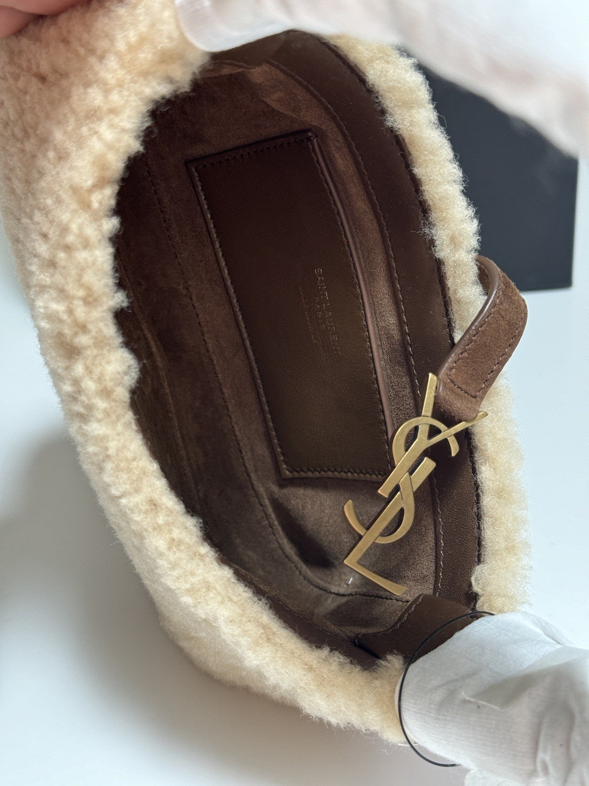 Saint Laurent Le 5 A 7 Mini Shearling Handbag NWT — view 4