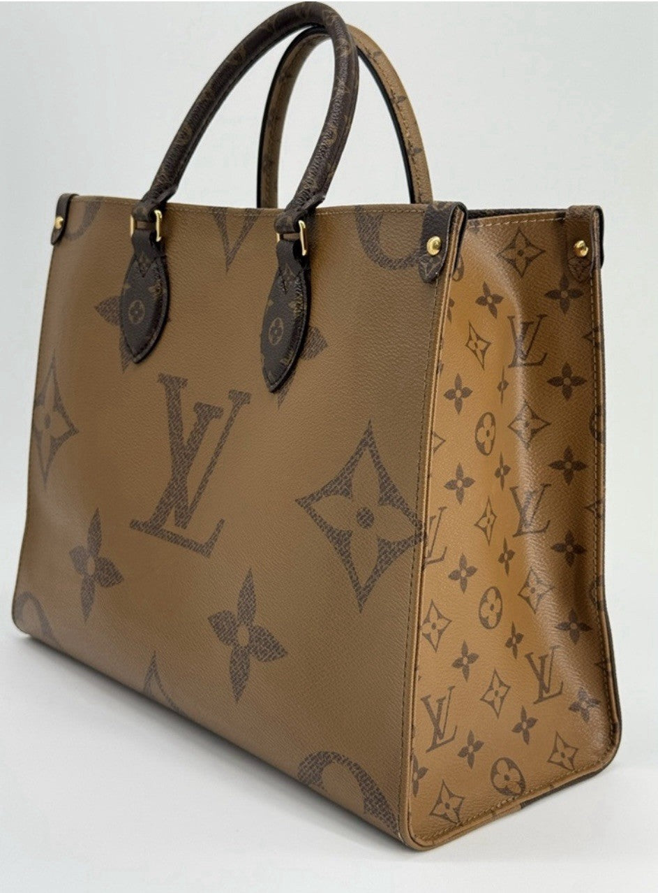 Louis Vuitton On The Go Tote MM Brown Monogram Reverse Leather Bag — view 5