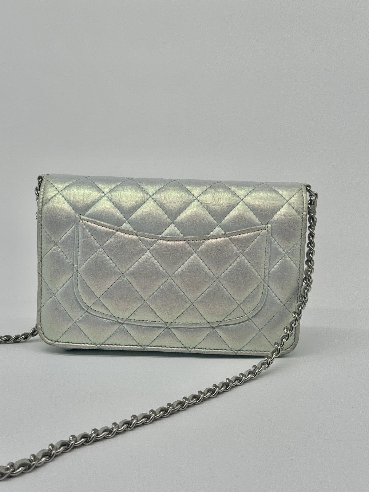 Chanel Wallet On Chain Metallic Lambskin Leather Crossbody Bag — view 3
