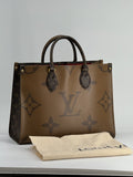 Louis Vuitton On The Go Tote MM Brown Monogram Reverse Leather Shoulder Bag — view 1