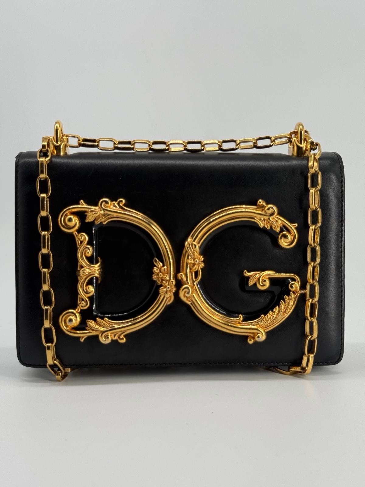 Dolce&Gabbana DG Girls Black Leather Shoulder Purse Bag — view 1