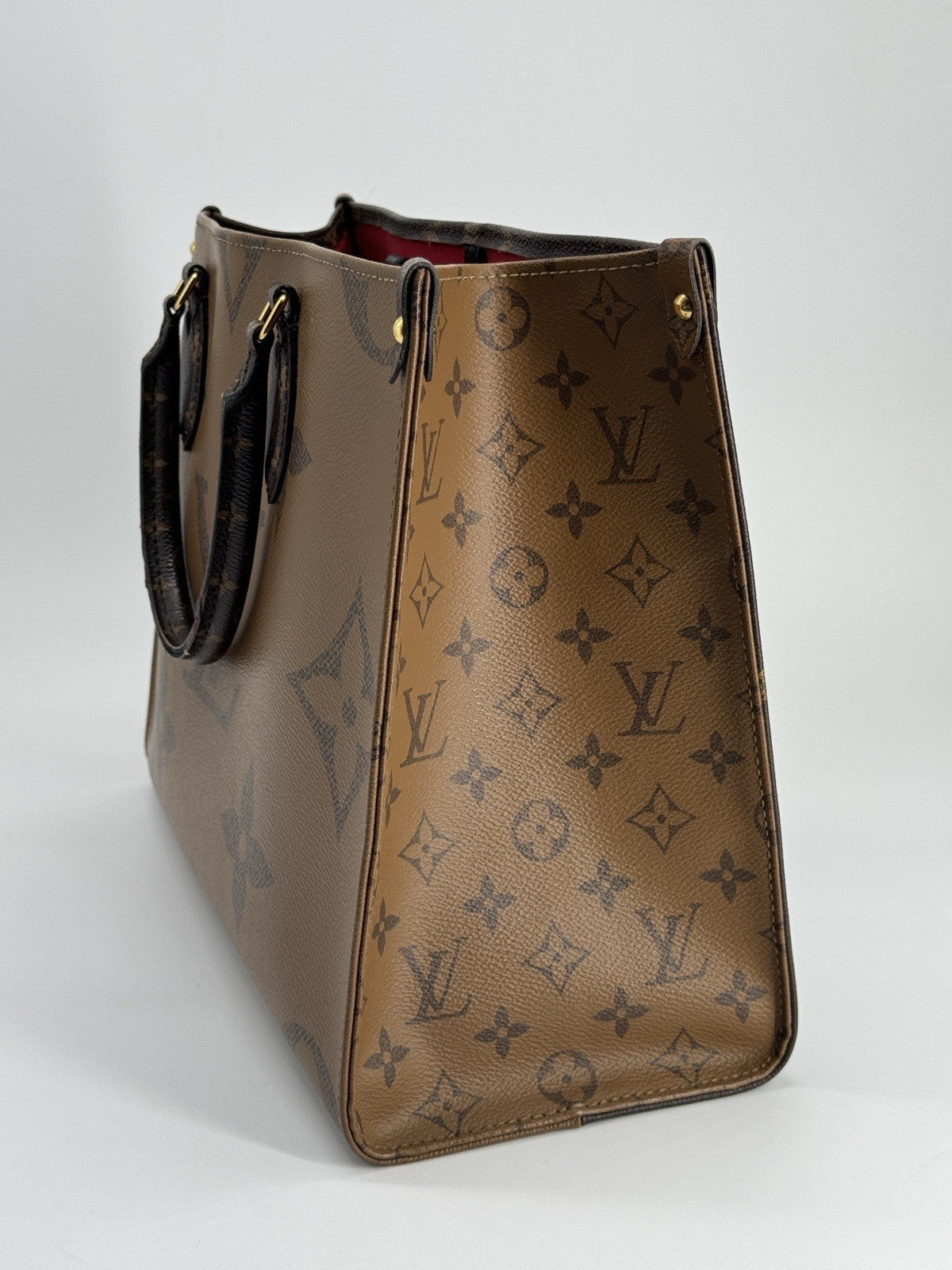Louis Vuitton On The Go Tote MM Brown Monogram Reverse Leather Shoulder Bag — view 7