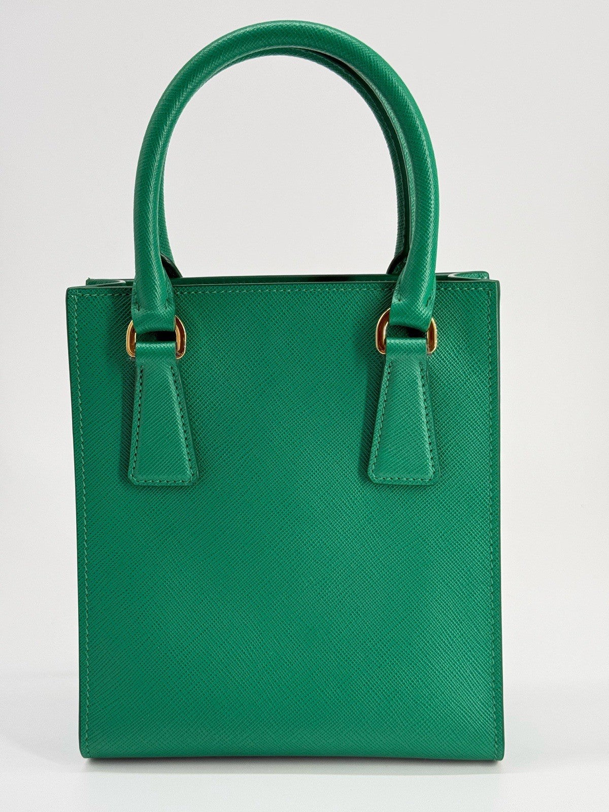 Prada Enameled Saffiano Satchel Mini Bag Metal Triangle — view 7