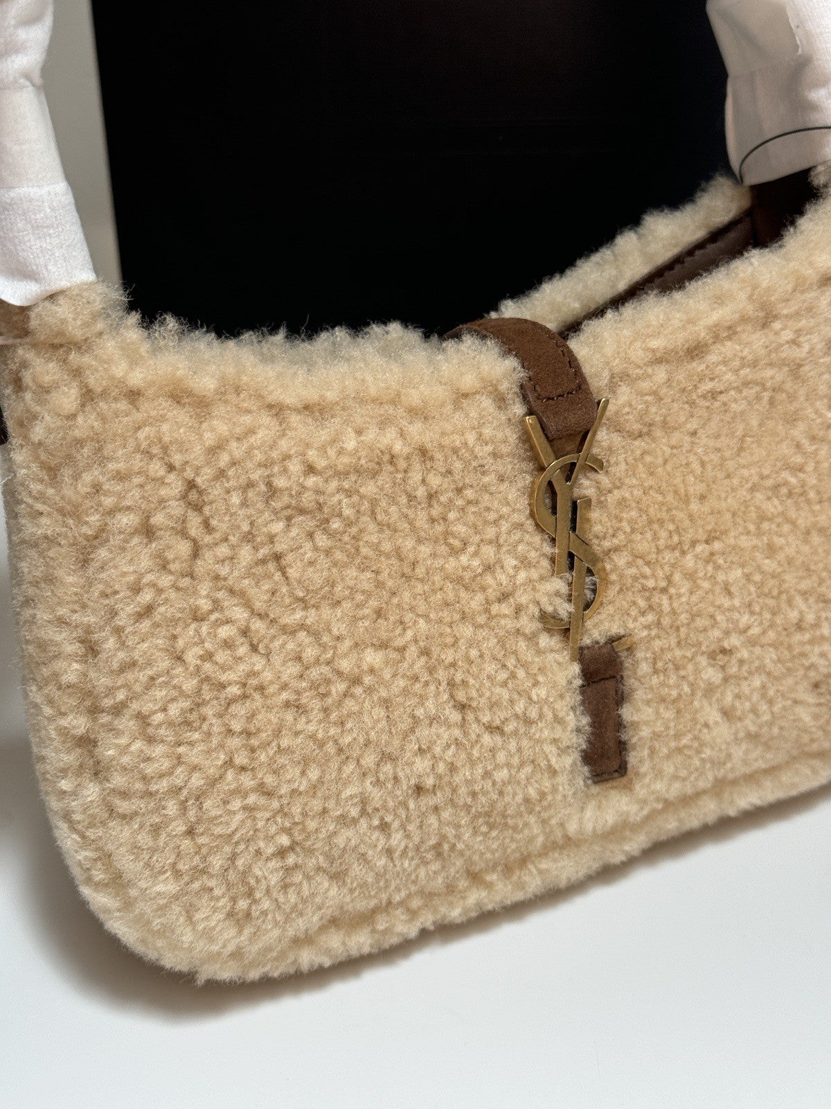 Saint Laurent Le 5 A 7 Mini Shearling Handbag NWT — view 6