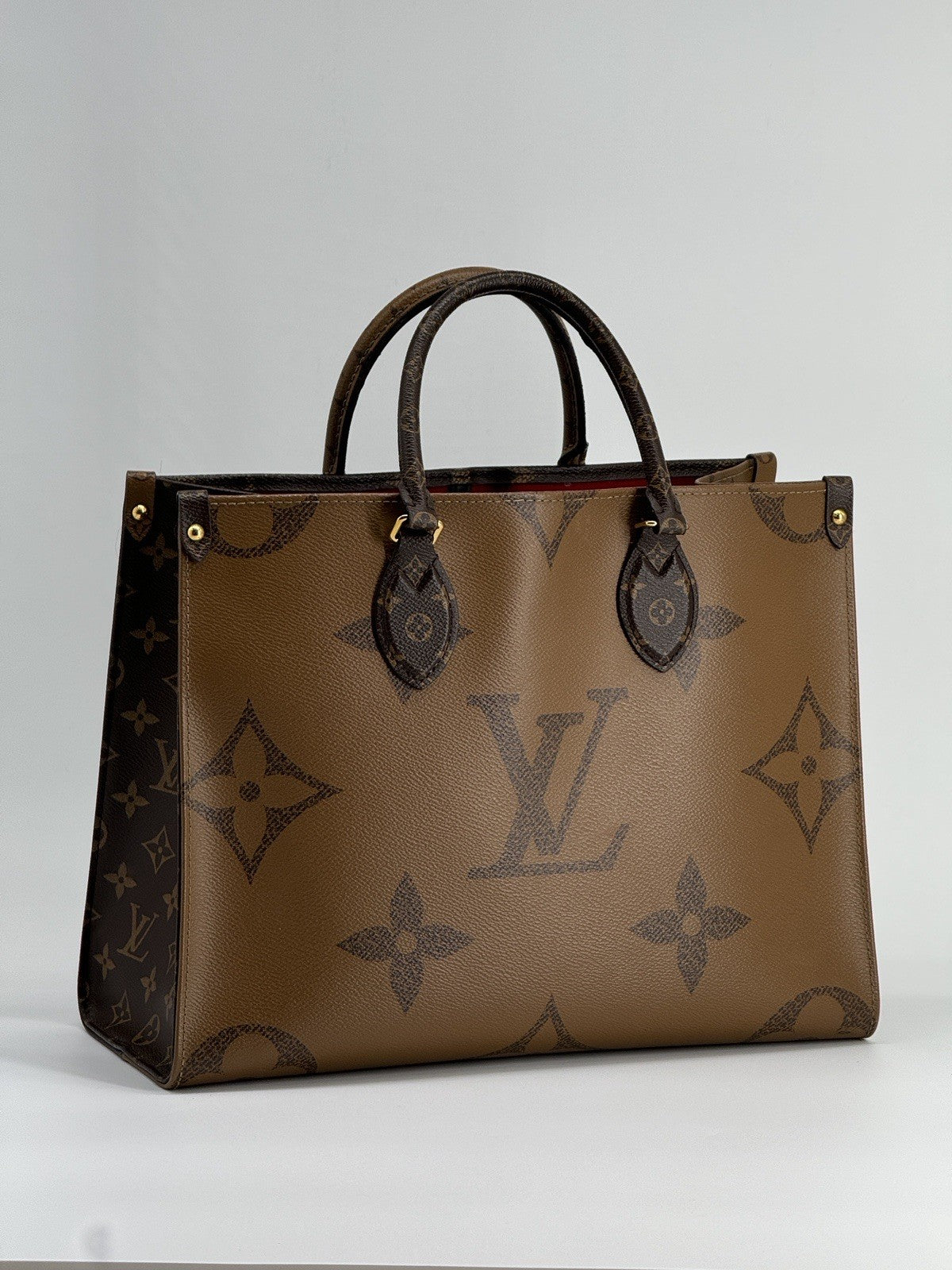 Louis Vuitton On The Go Tote MM Brown Monogram Reverse Leather Shoulder Bag — view 3