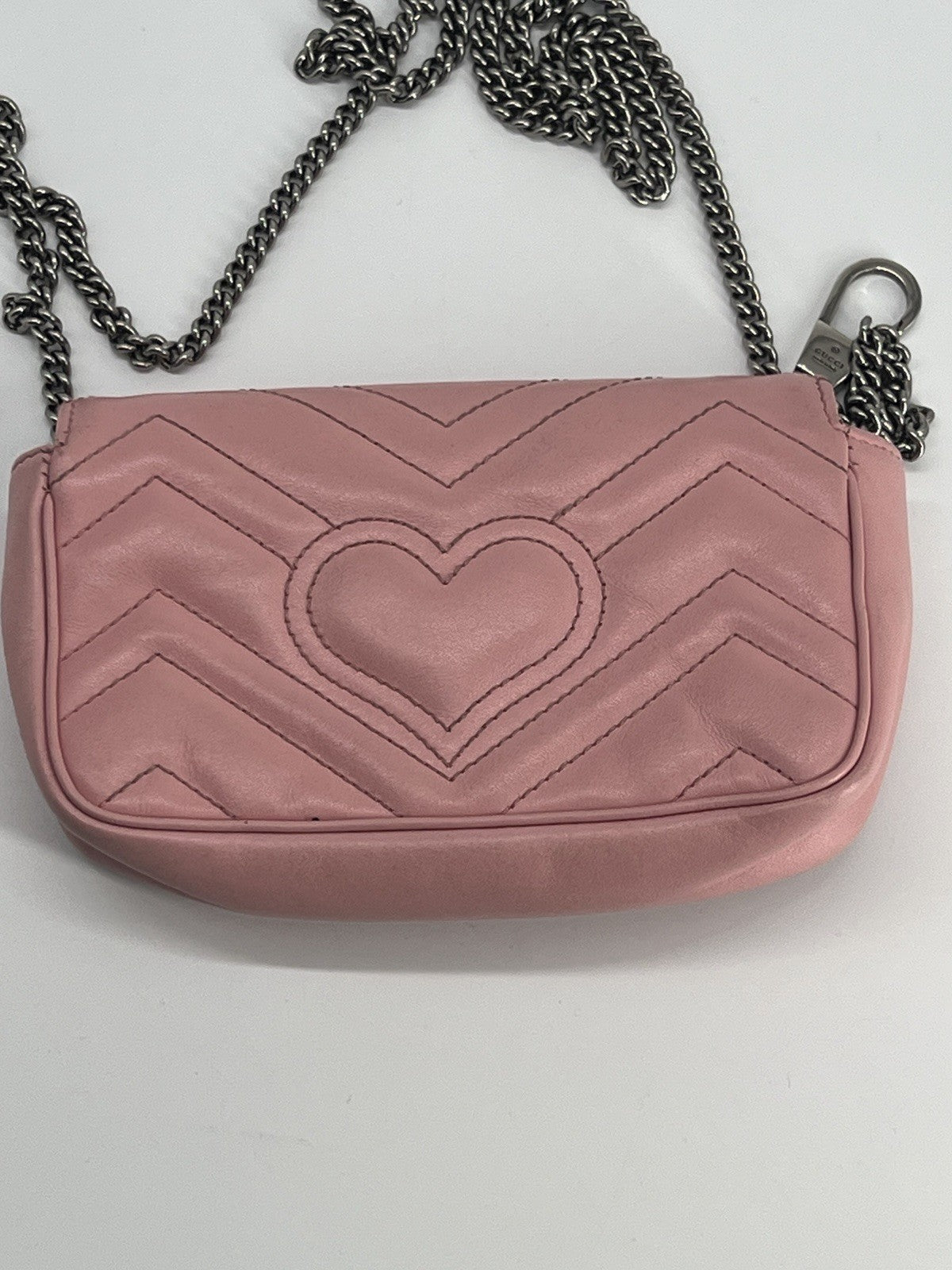 Gucci Calfskin Matelase Mini Pink GG Marmont Shoulder Bag — view 4