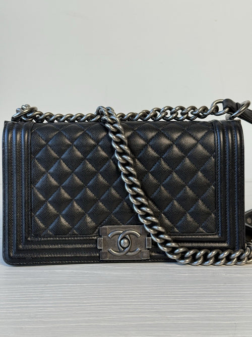 Chanel Caviar Medium Boy Flap Shoulder Bag Black — view 1