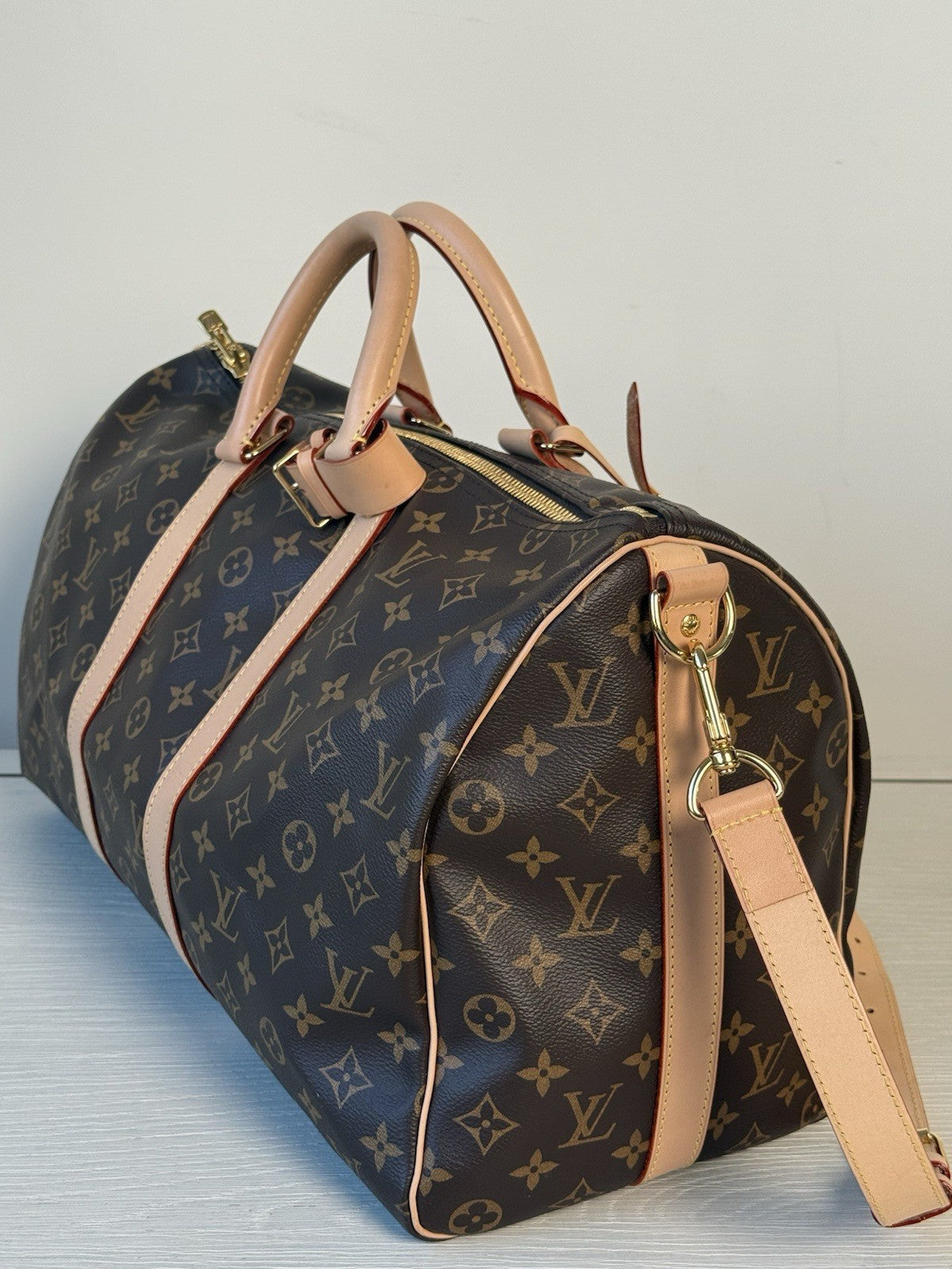 Louis Vuitton Keepall Bandouliere Duffle 45 Brown Canvas Bag — view 5