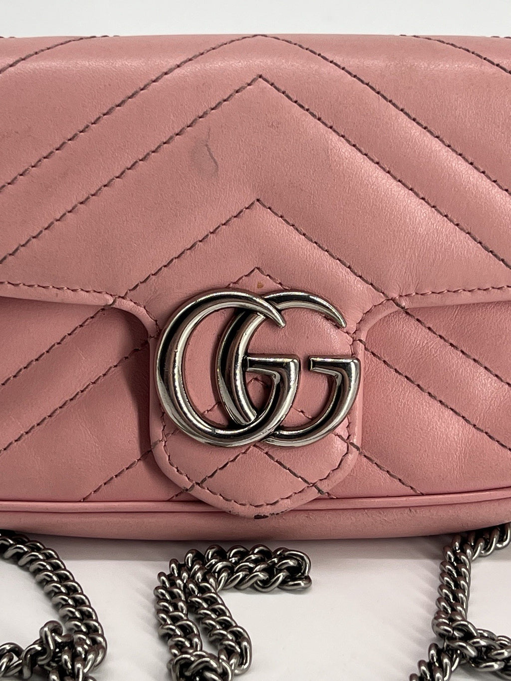 Gucci Calfskin Matelase Mini Pink GG Marmont Shoulder Bag — view 3