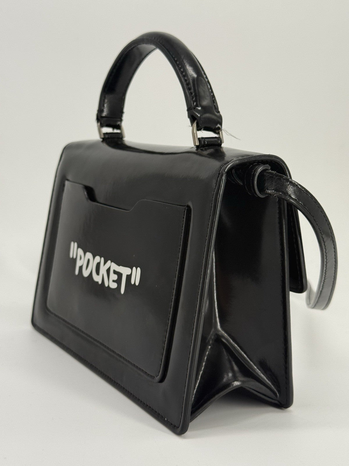 Off White  Jitney  1.4 “Virgil Was Here “ Printed Leather Shoulder Bag — view 6