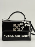 Off White  Jitney  1.4 “Virgil Was Here “ Printed Leather Shoulder Bag — view 1