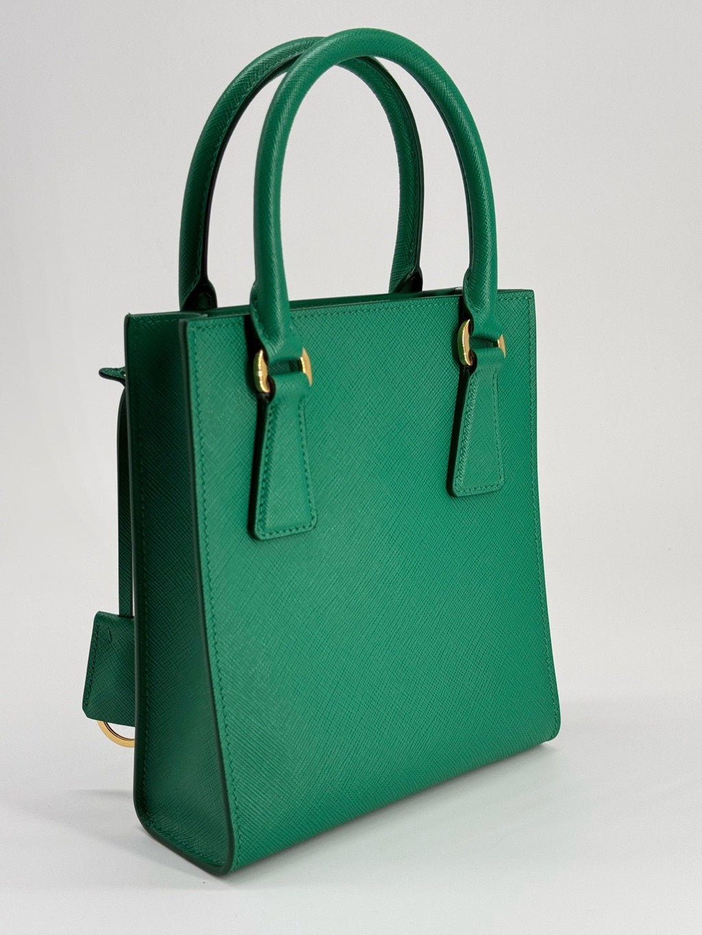 Prada Enameled Saffiano Satchel Mini Bag Metal Triangle — view 3