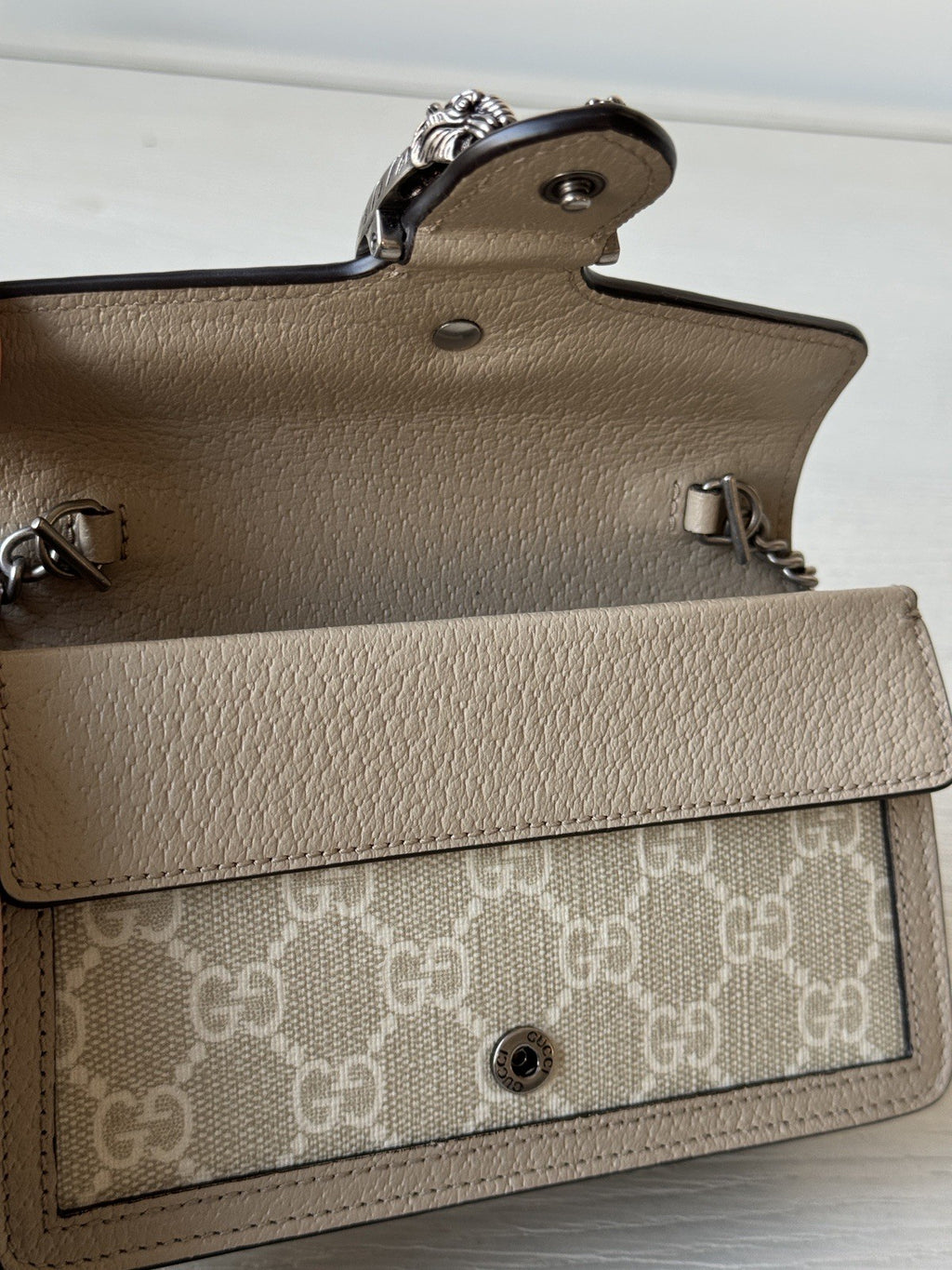 Gucci Supreme Dionysus Super Mini Shoulder Bag Beige — view 6