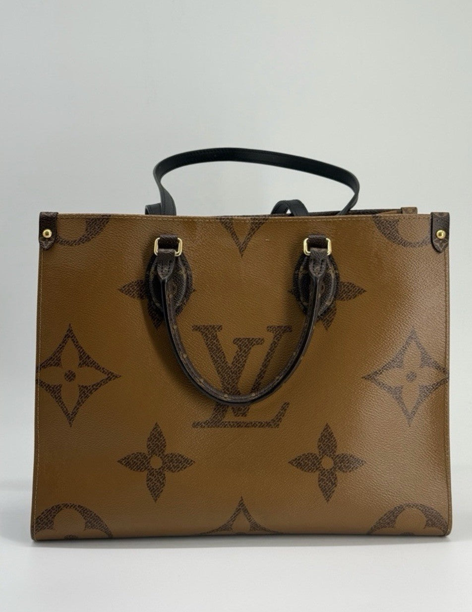 Louis Vuitton On The Go Tote MM Brown Monogram Reverse Leather Bag — view 1