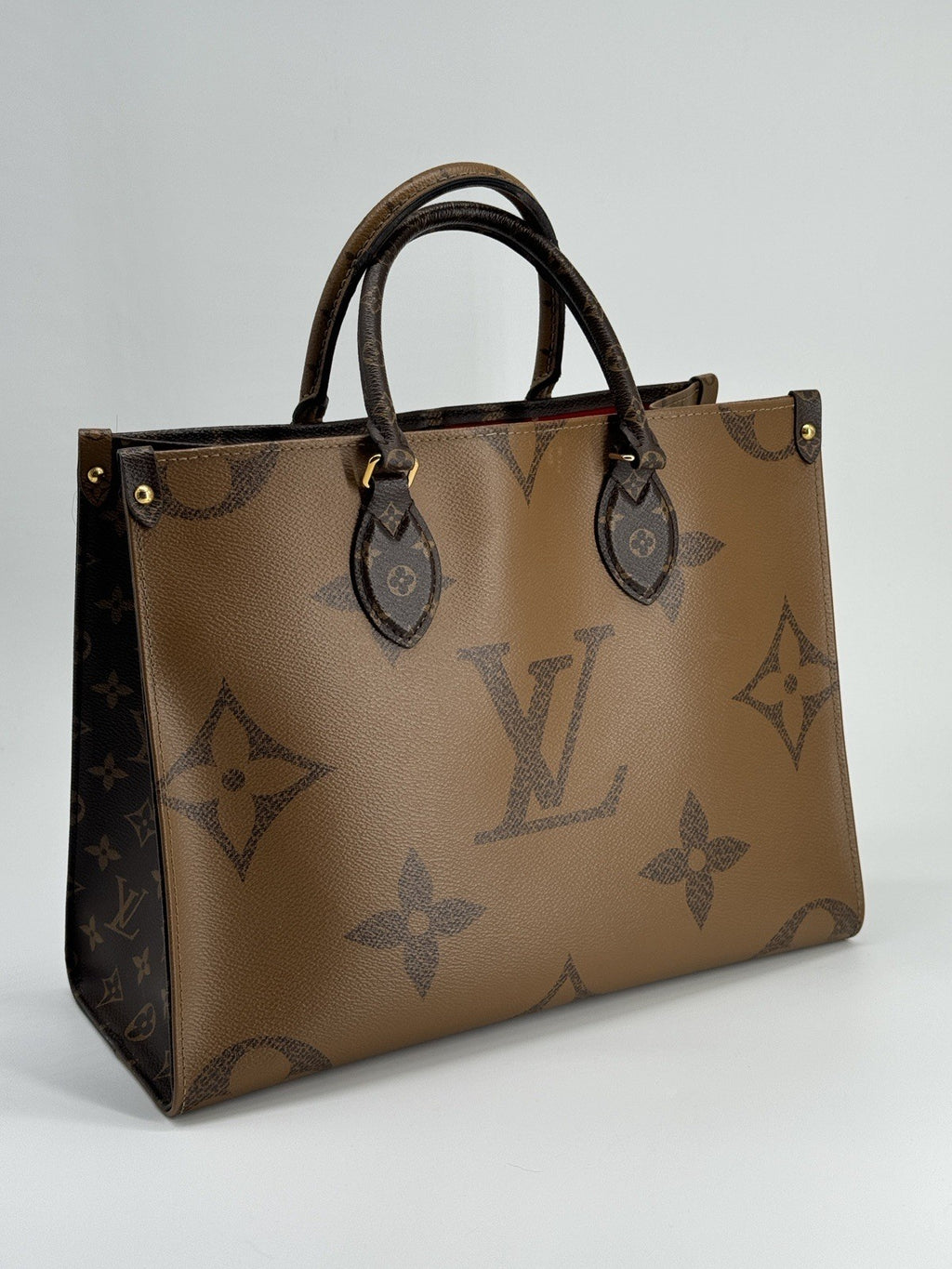 Louis Vuitton On The Go Tote MM Brown Monogram Reverse Leather Shoulder Bag — view 6