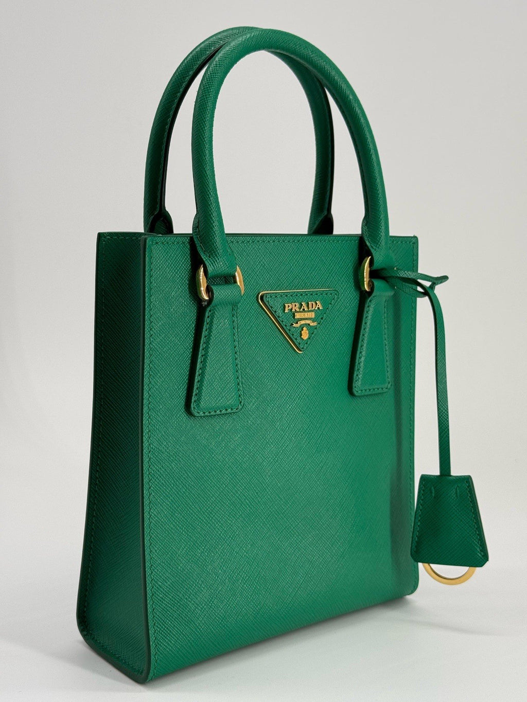 Prada Enameled Saffiano Satchel Mini Bag Metal Triangle — view 2