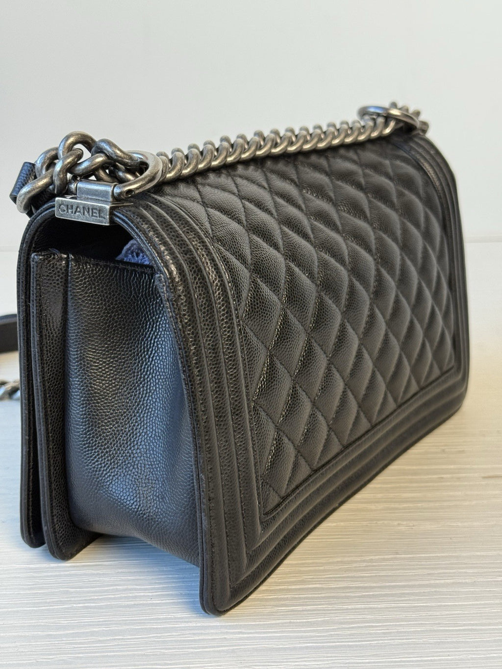 Chanel Caviar Medium Boy Flap Shoulder Bag Black — view 6