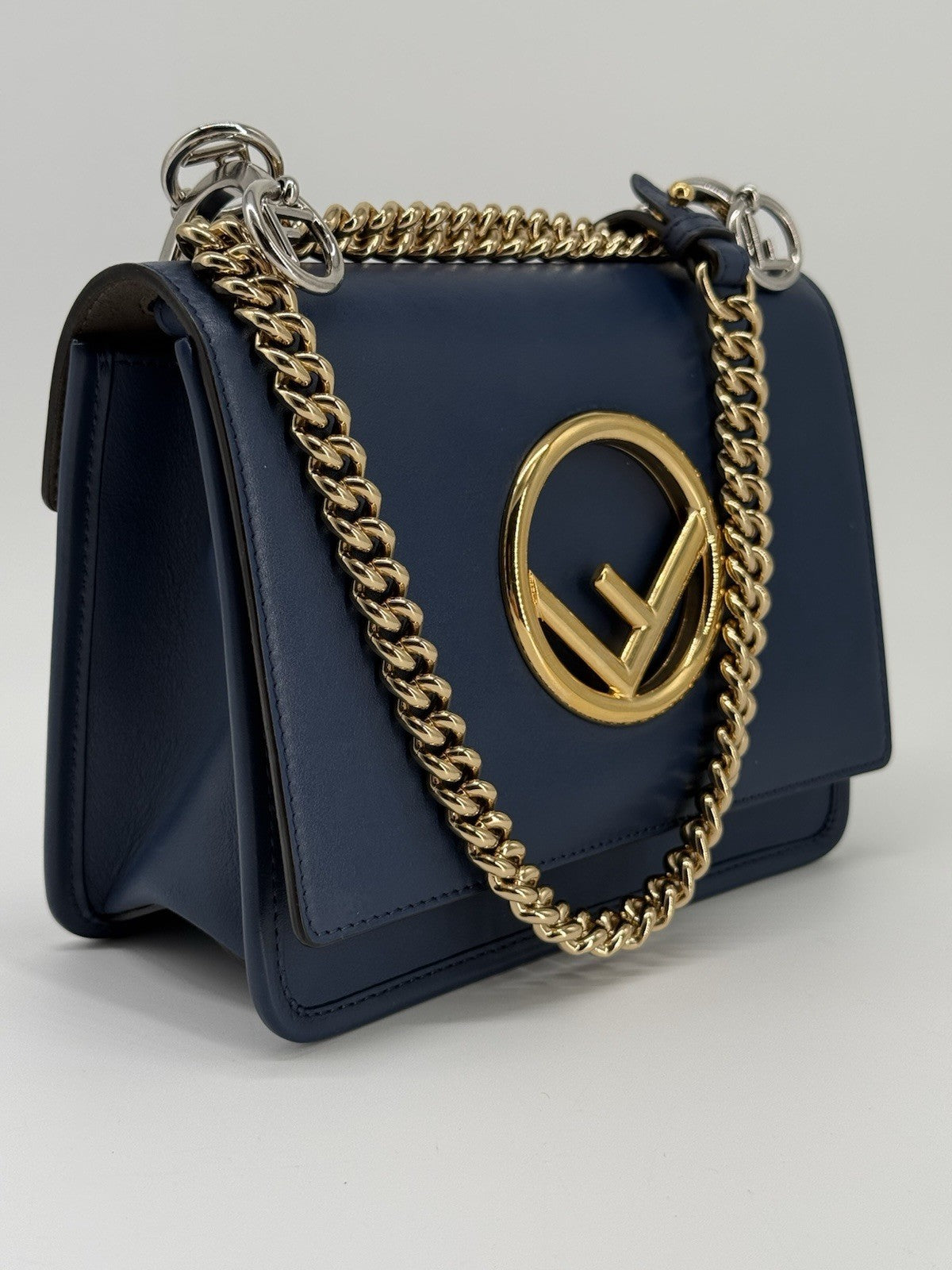 Fendi Kan I Blue Leather Shoulder Bag — view 2