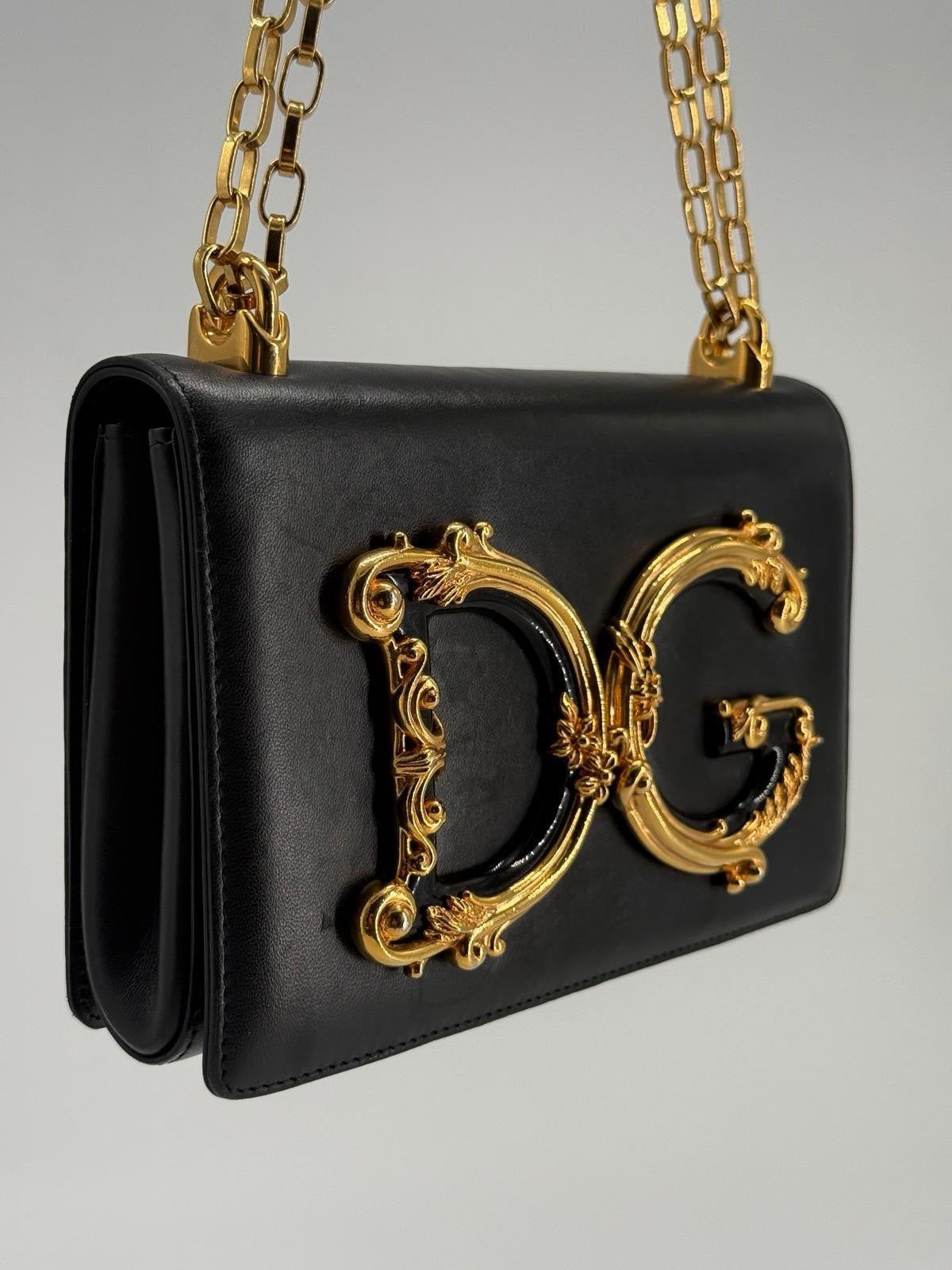 Dolce&Gabbana DG Girls Black Leather Shoulder Purse Bag — view 2