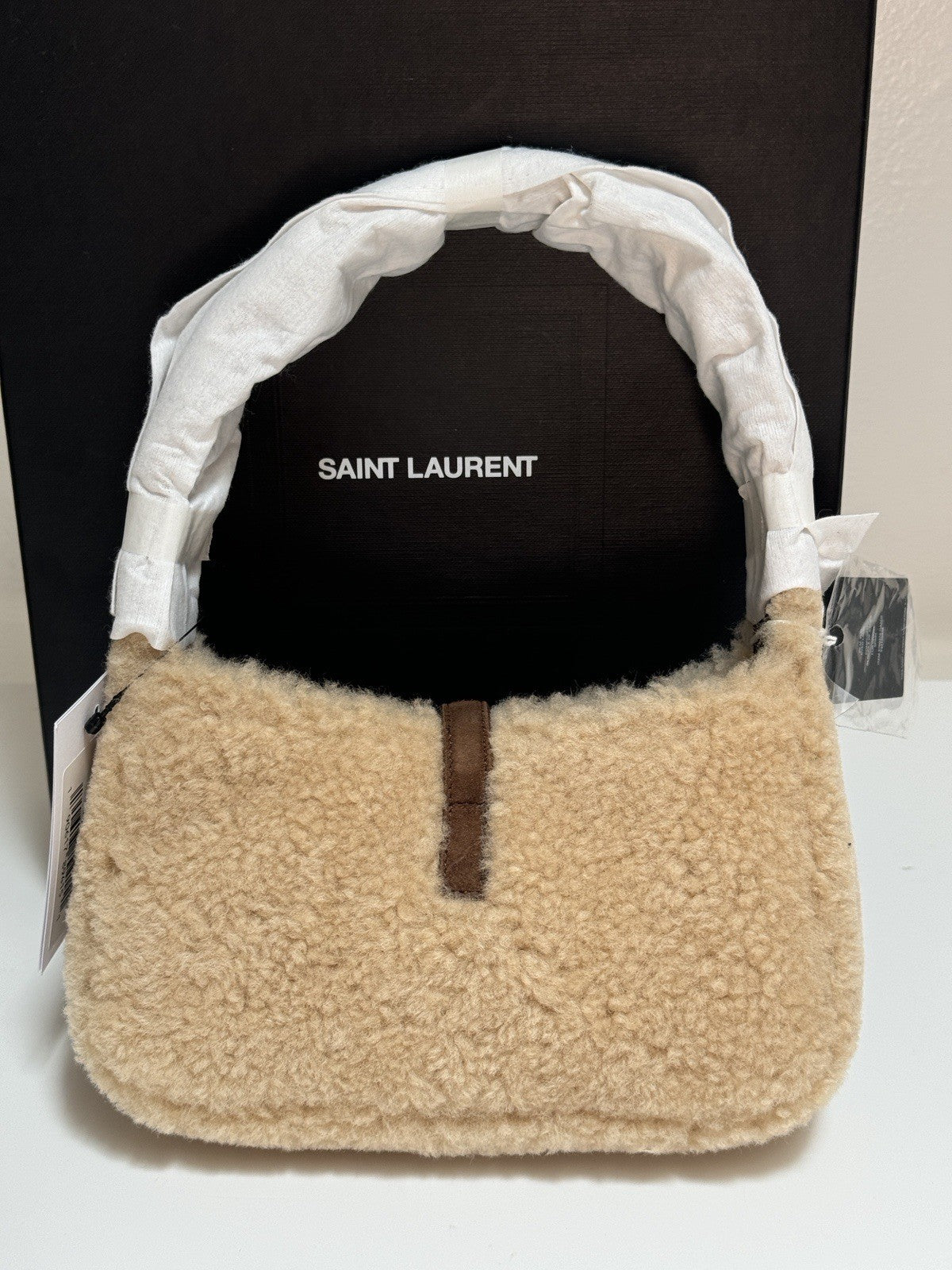 Saint Laurent Le 5 A 7 Mini Shearling Handbag NWT — view 2