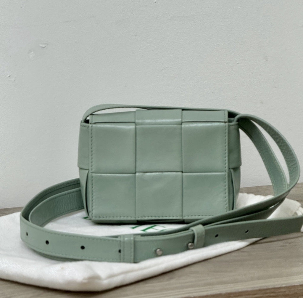 Bottega Veneta Grinkled Lambskin Intrecciato Extra Mini Cassette Crossbody Bag — view 1