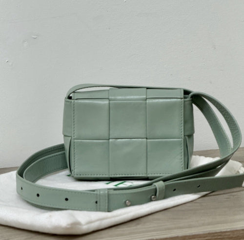 Bottega Veneta Grinkled Lambskin Intrecciato Extra Mini Cassette Crossbody Bag — view 1