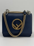 Fendi Kan I Blue Leather Shoulder Bag — view 1
