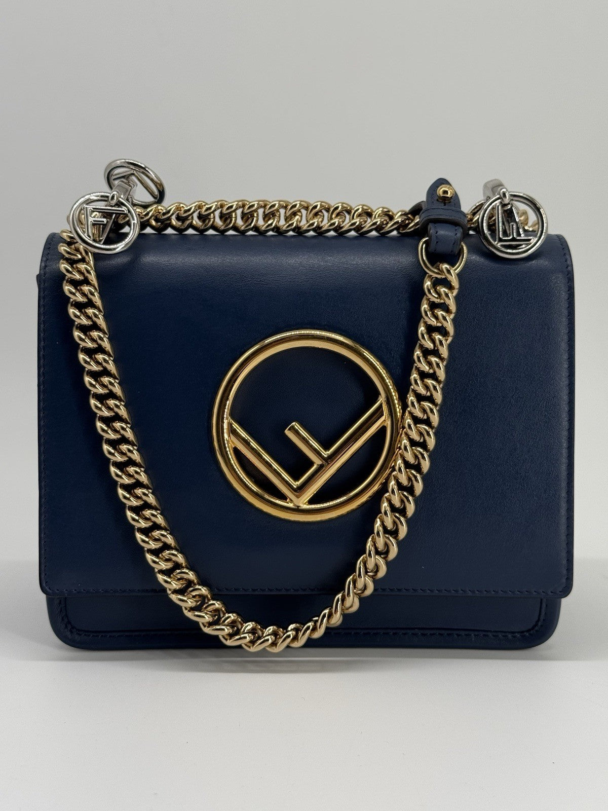 Fendi Kan I Blue Leather Shoulder Bag — view 1