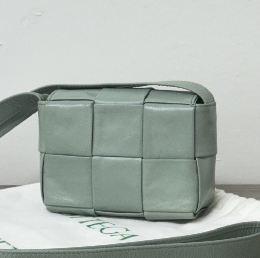 Bottega Veneta Grinkled Lambskin Intrecciato Extra Mini Cassette Crossbody Bag — view 6