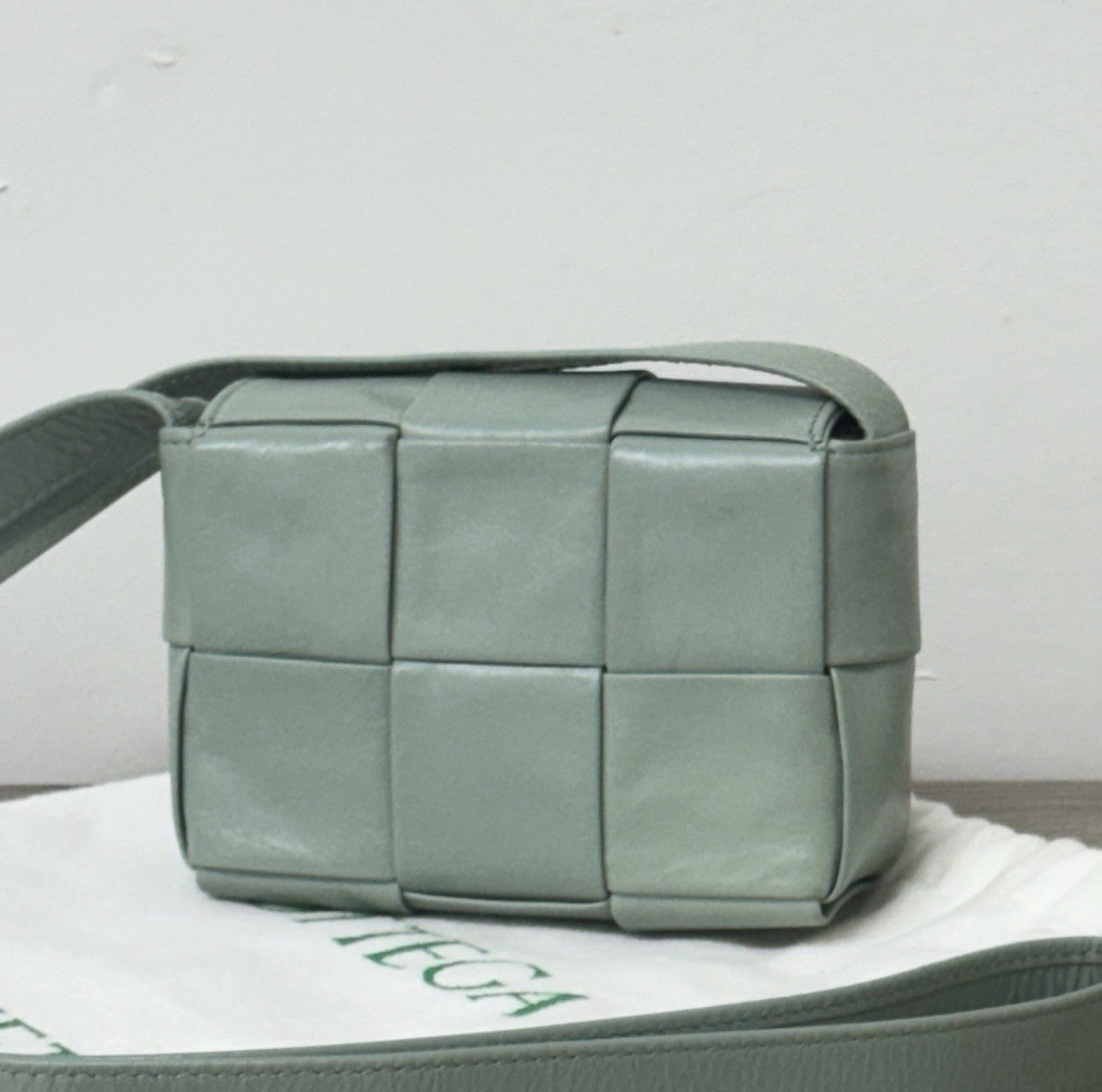 Bottega Veneta Grinkled Lambskin Intrecciato Extra Mini Cassette Crossbody Bag — view 6