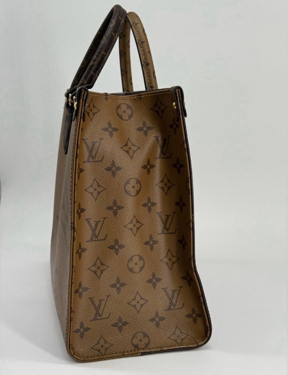 Louis Vuitton On The Go Tote MM Brown Monogram Reverse Leather Bag — view 4
